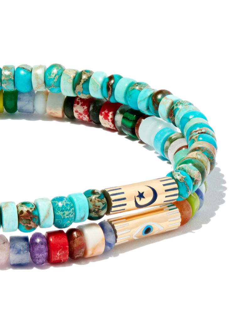 14k Yellow Gold Beaded Bracelet Set