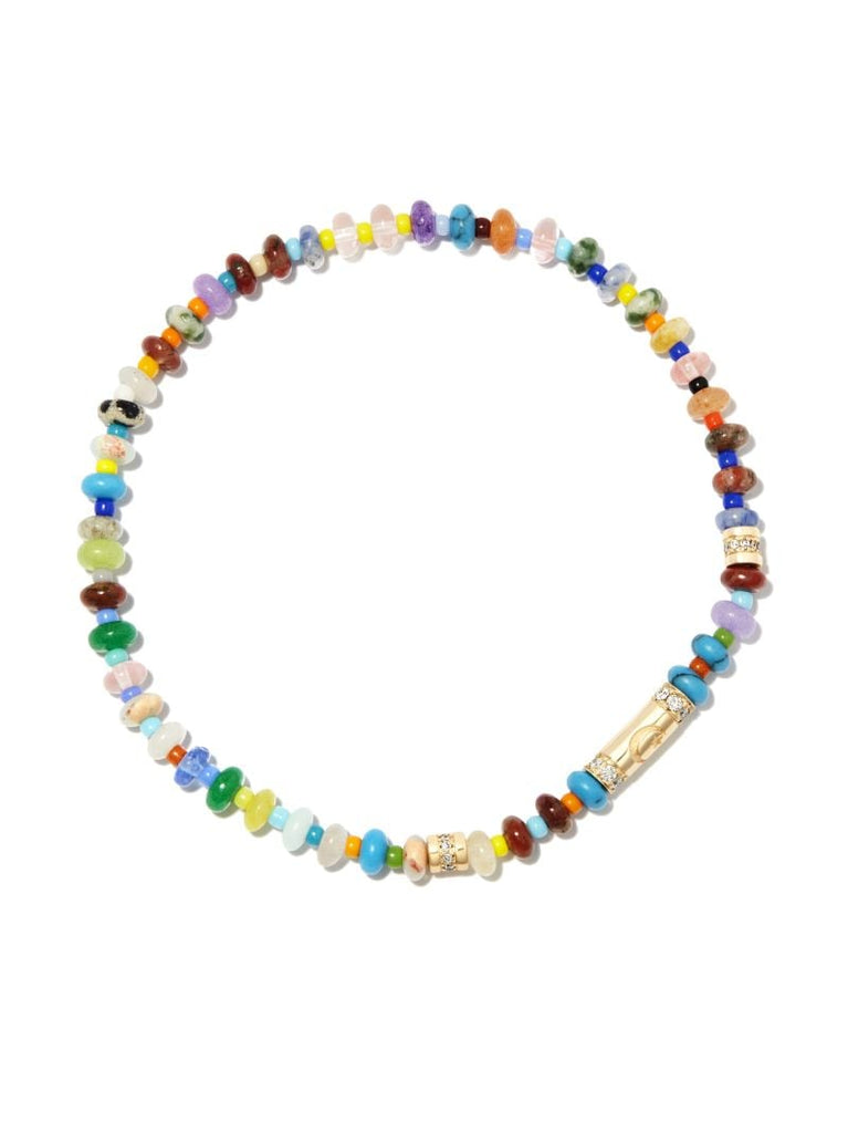 14k Yellow Gold Moon Star Beaded Bracelet