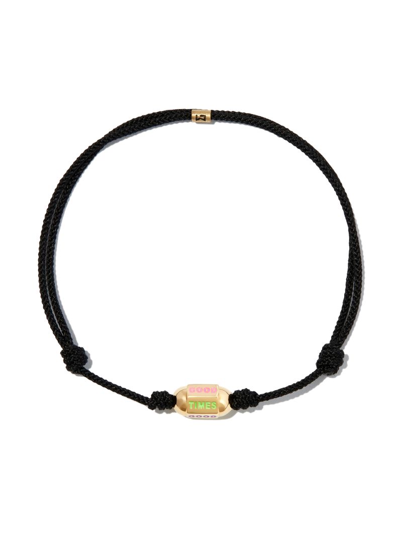 14k Yellow Gold Slogan Bolt Cord Bracelet