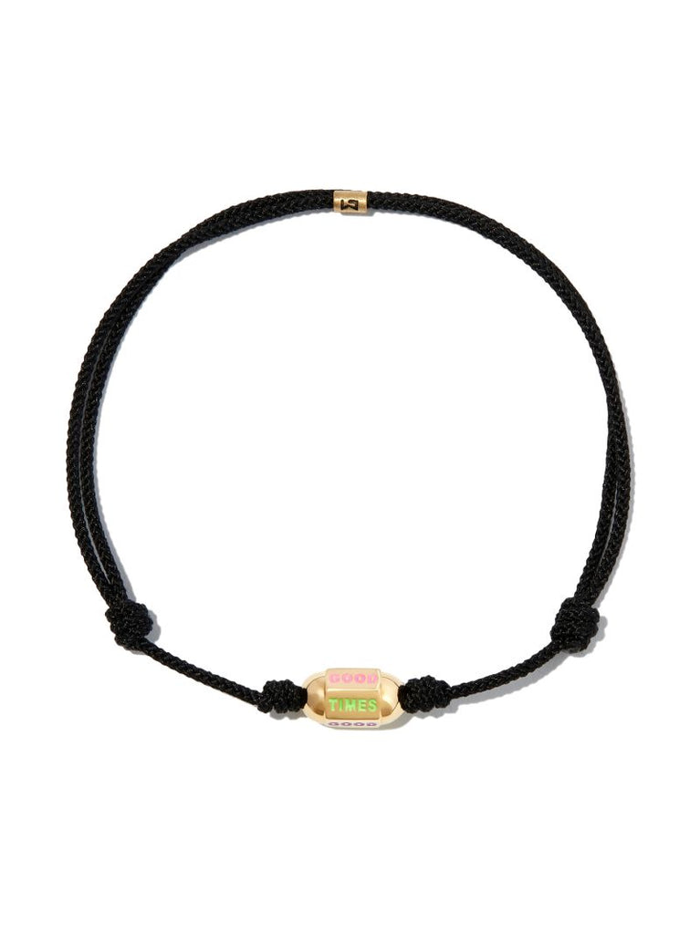 14k Yellow Gold Slogan Bolt Cord Bracelet