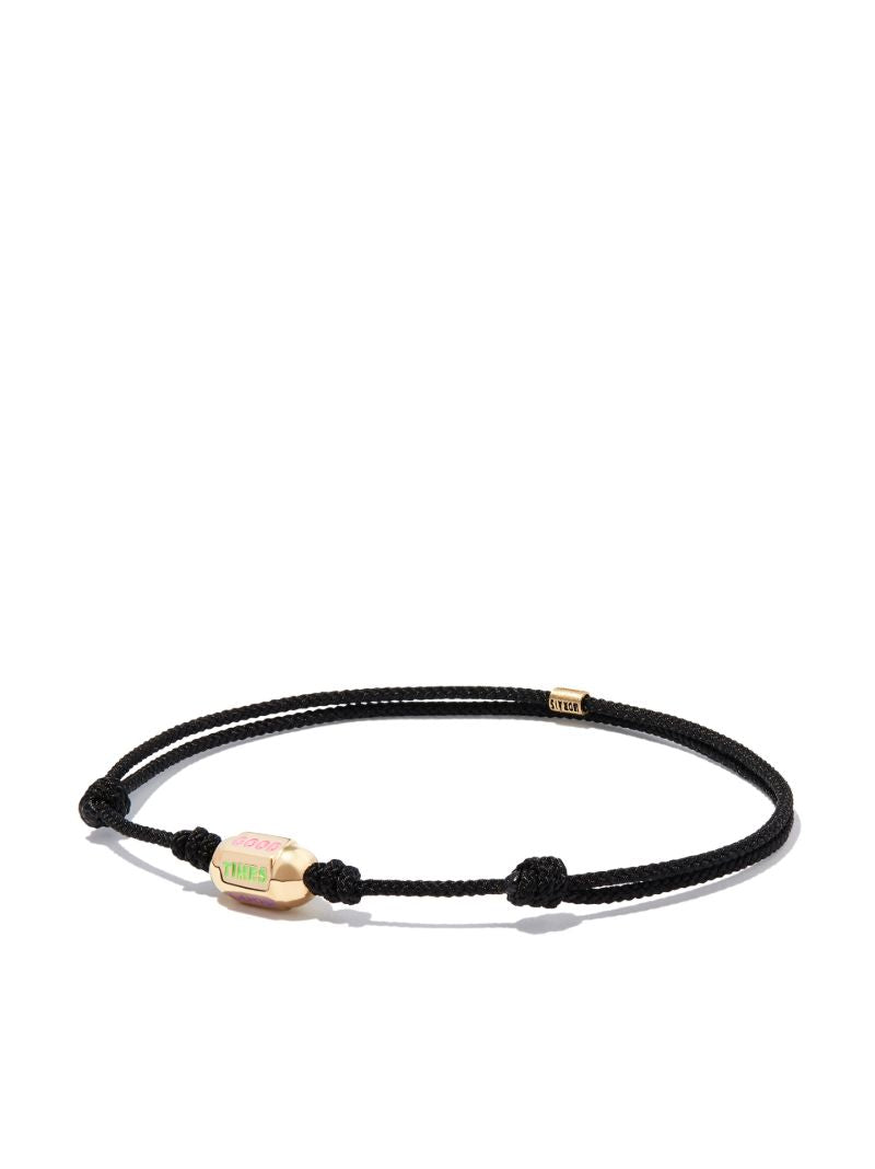 14k Yellow Gold Slogan Bolt Cord Bracelet