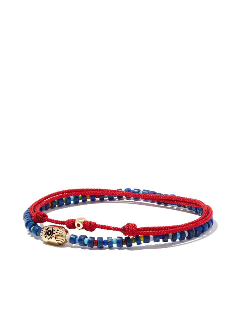 14k Yellow Gold Beaded and Cord Bracelet Set