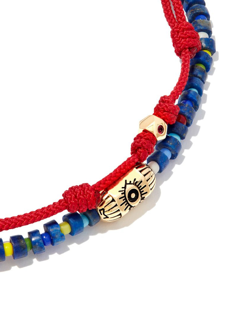 14k Yellow Gold Beaded and Cord Bracelet Set
