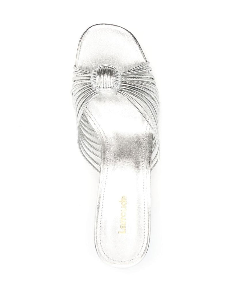 Silver Valerie 55 Metallic Leather Mules