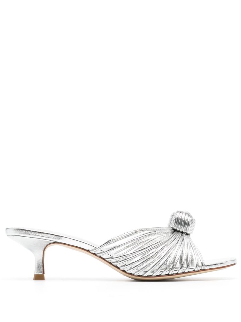 Silver Valerie 55 Metallic Leather Mules