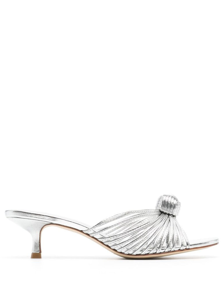Silver Valerie 55 Metallic Leather Mules