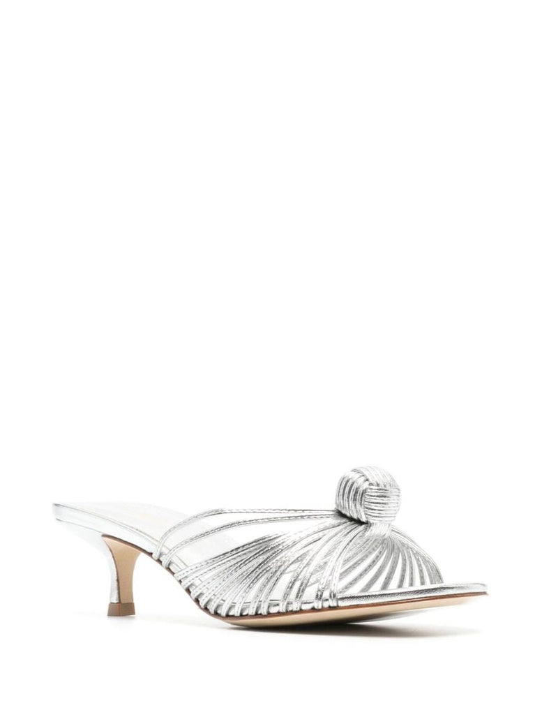 Silver Valerie 55 Metallic Leather Mules