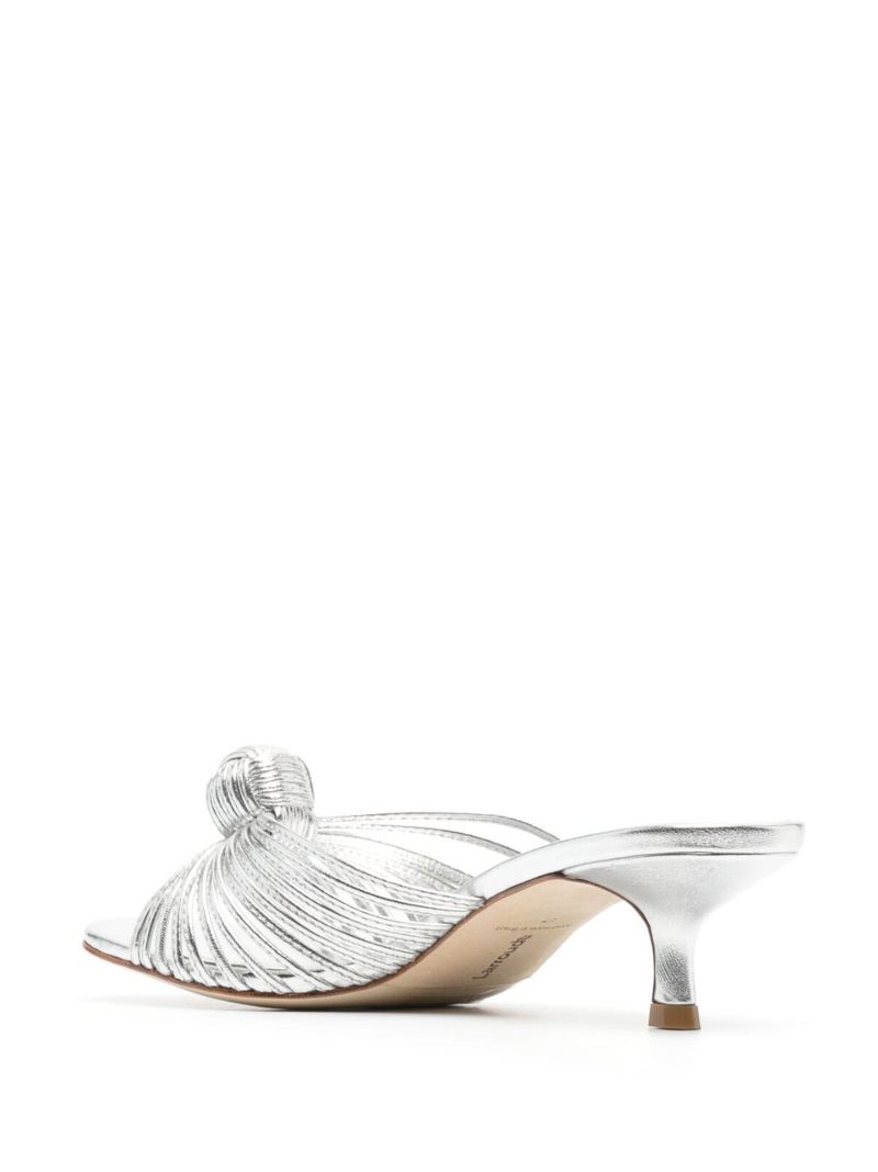 Silver Valerie 55 Metallic Leather Mules