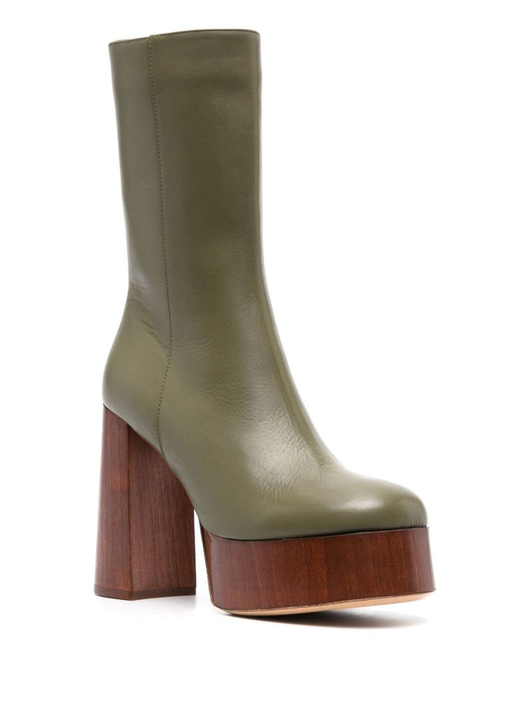 Green Gia 110 Leather Ankle Boots