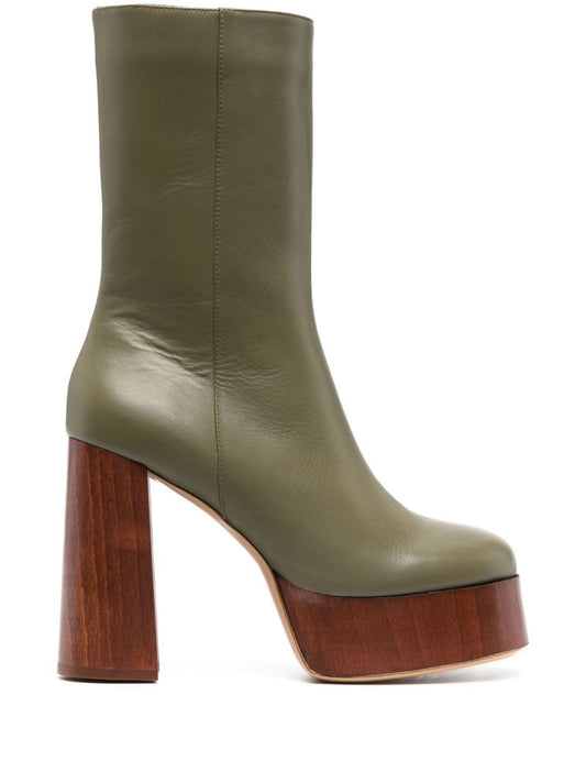 Green Gia 110 Leather Ankle Boots