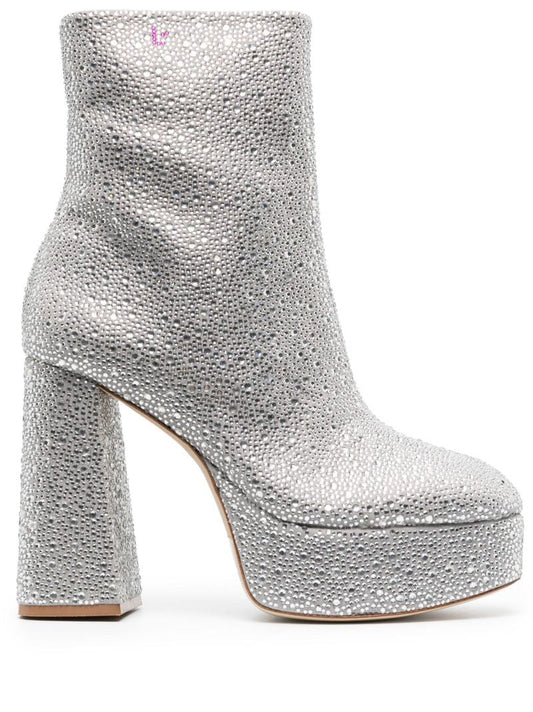 Silver Dolly 160 Crystal Platform Boots