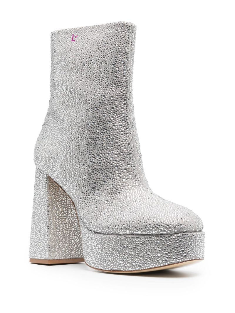 Silver Dolly 160 Crystal Platform Boots