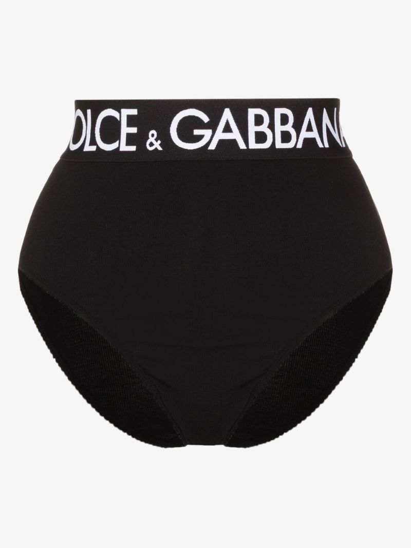 Black High-waisted Logo Cotton Briefs