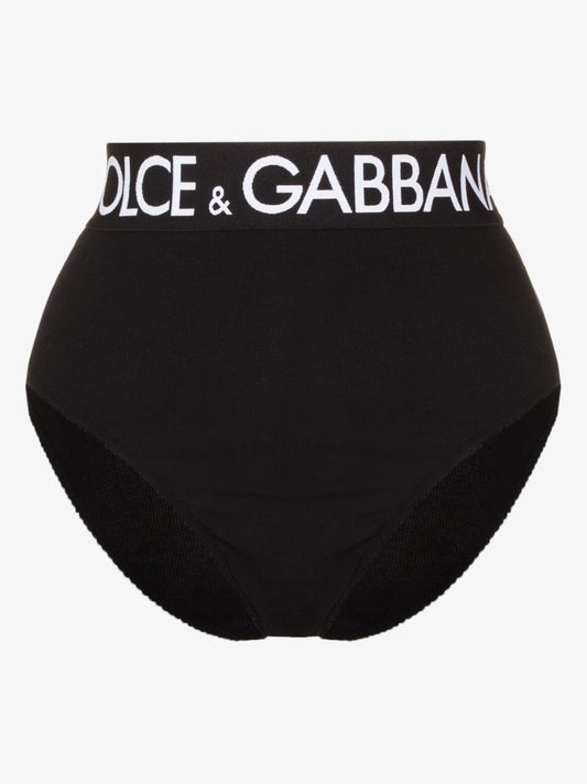 Black High-waisted Logo Cotton Briefs