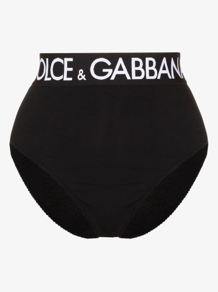 Black High-waisted Logo Cotton Briefs
