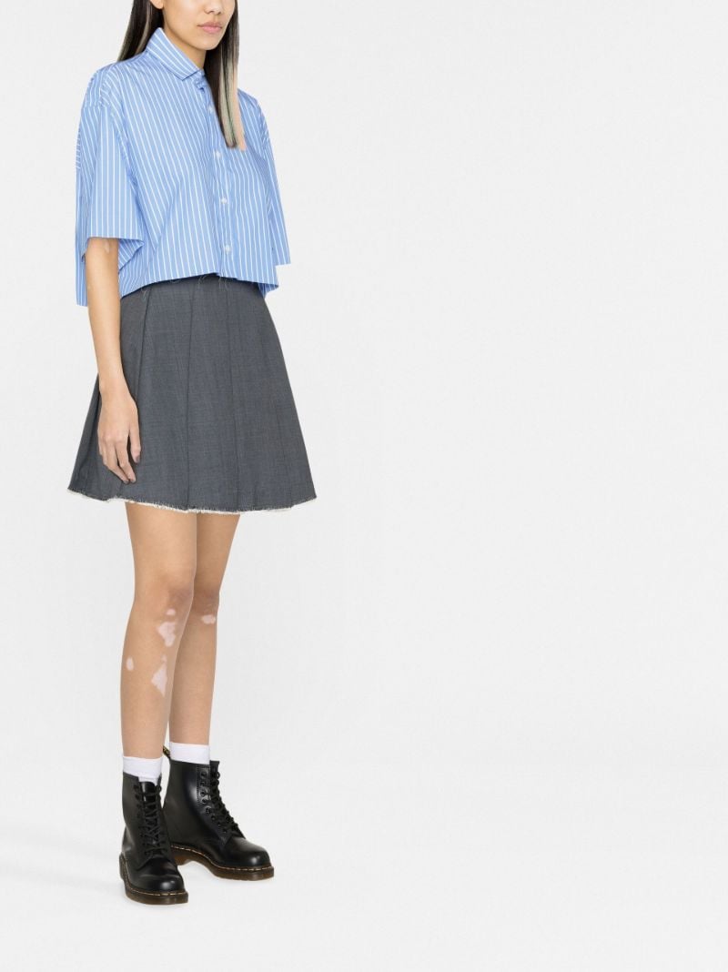 Blue Striped Cropped Cotton Shirt