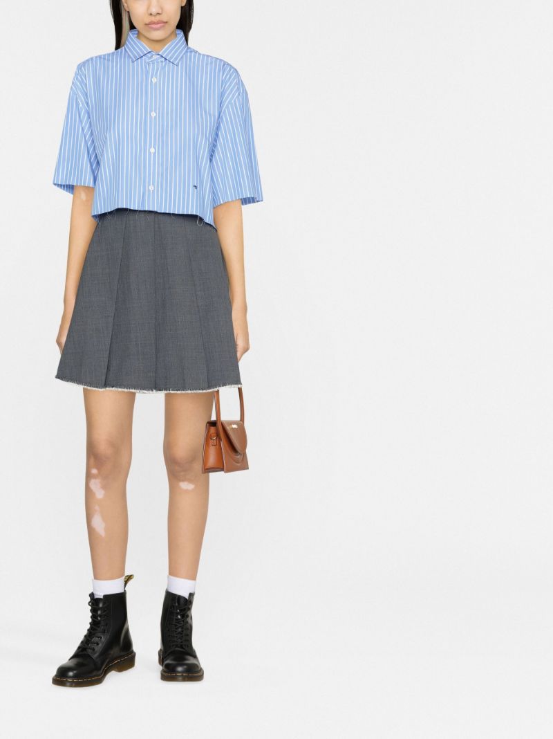 Blue Striped Cropped Cotton Shirt