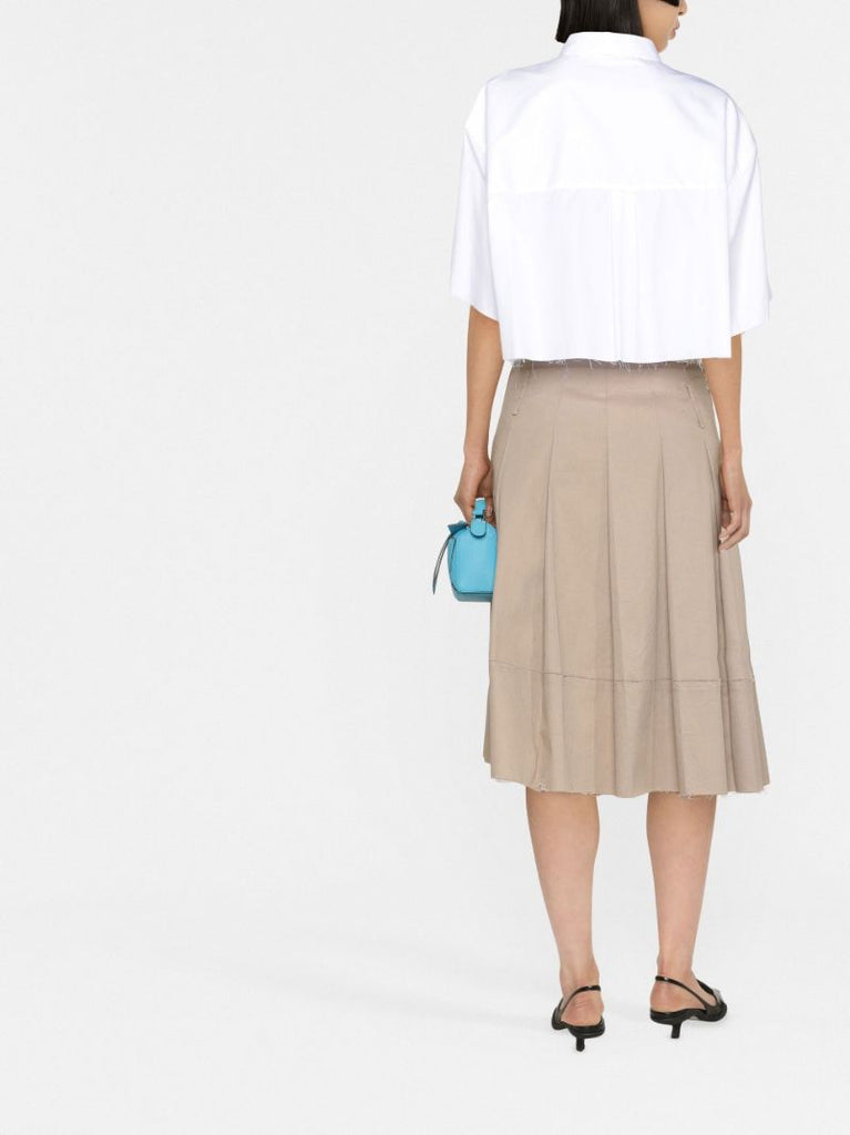 White Cropped Cotton Shirt