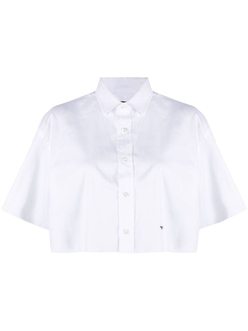 White Cropped Cotton Shirt