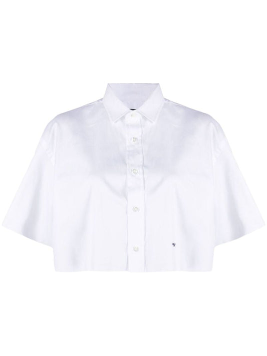 White Cropped Cotton Shirt