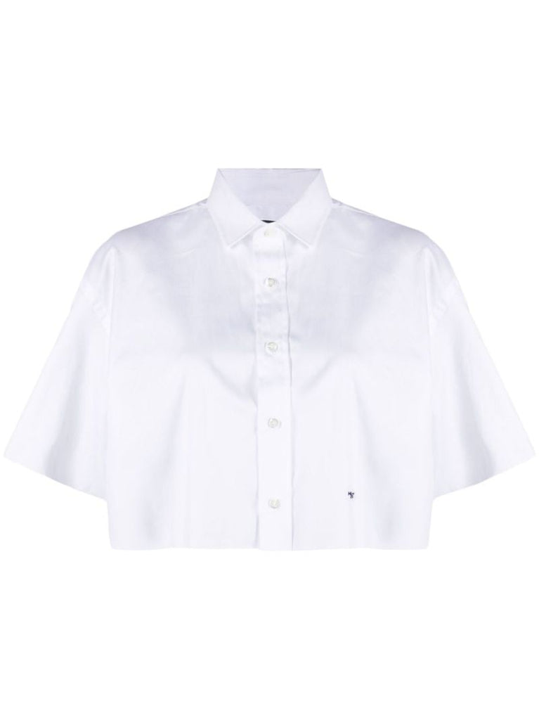 White Cropped Cotton Shirt