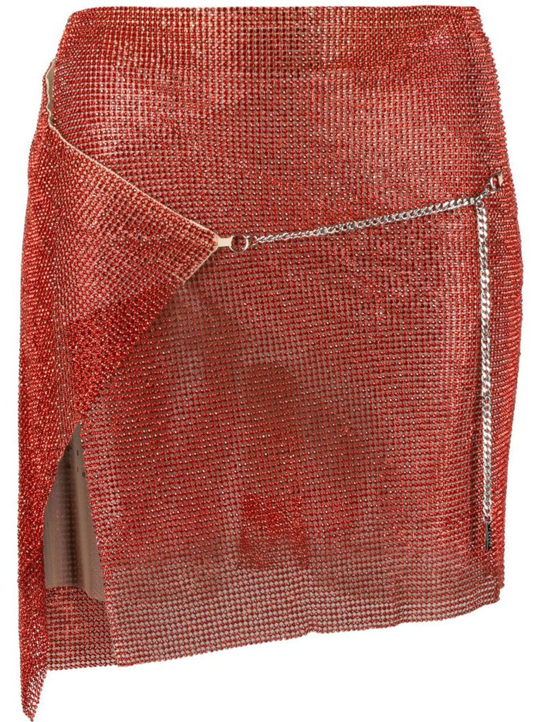 Red Winona Chain Mail Mini Skirt