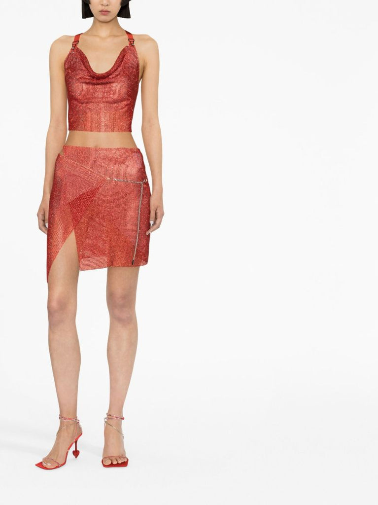 Red Winona Chain Mail Mini Skirt