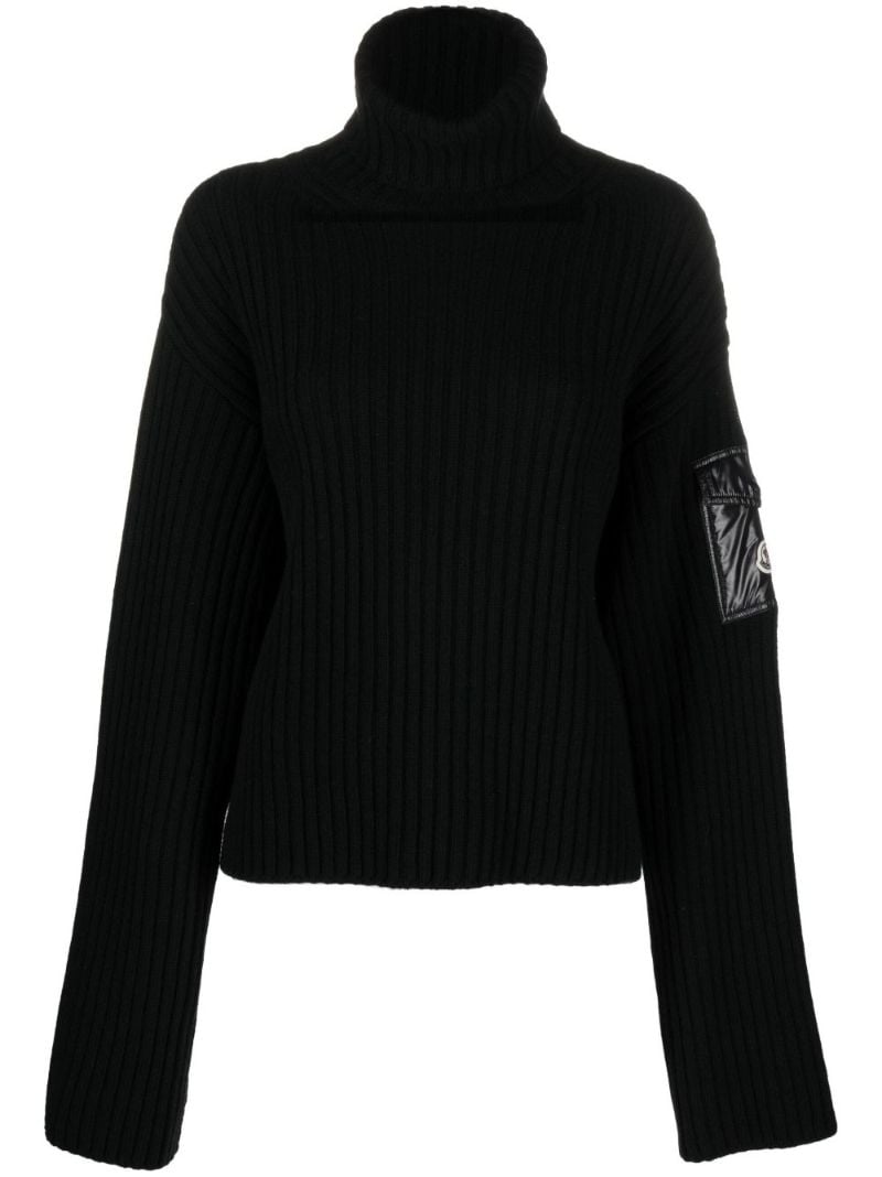 Black Ribbed Knit Wool Sweater