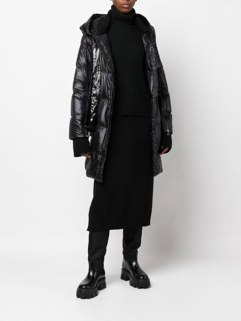 Black Ribbed Knit Wool Sweater