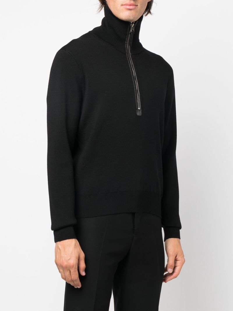 Black Ribbed Wool Sweater