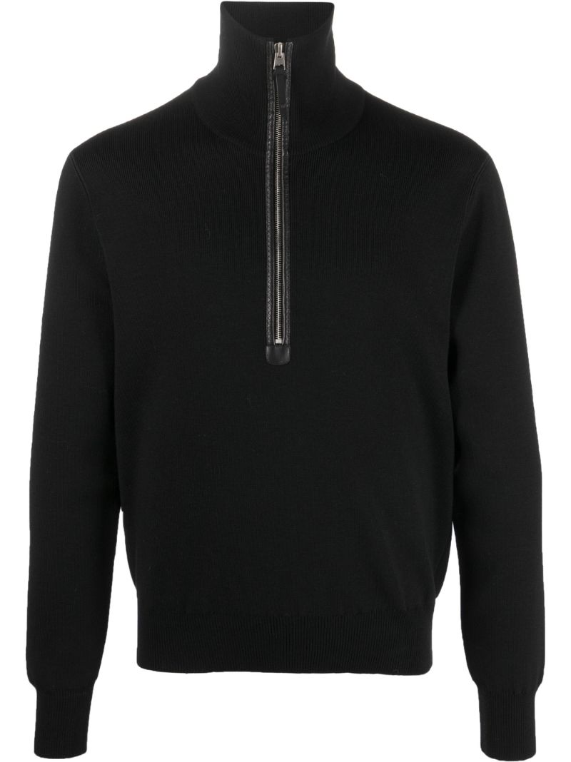 Black Ribbed Wool Sweater