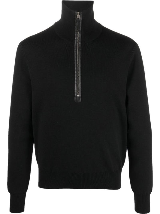 Black Ribbed Wool Sweater