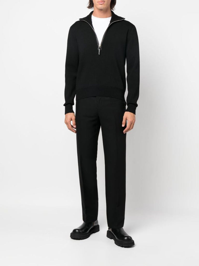 Black Ribbed Wool Sweater
