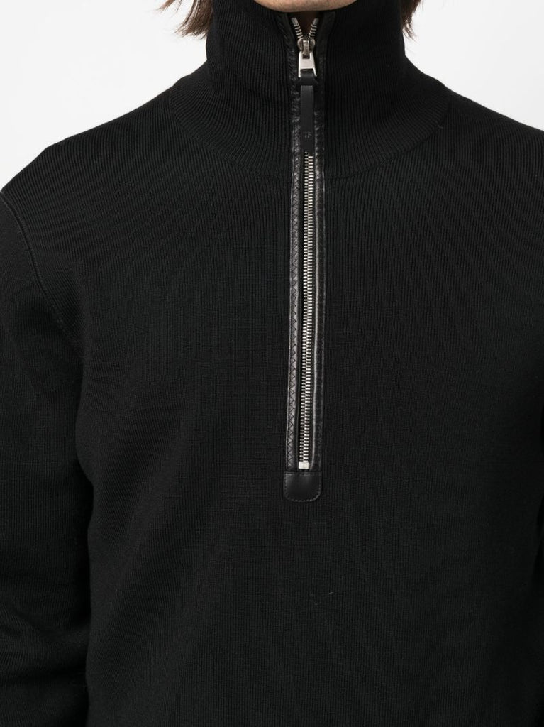 Black Ribbed Wool Sweater