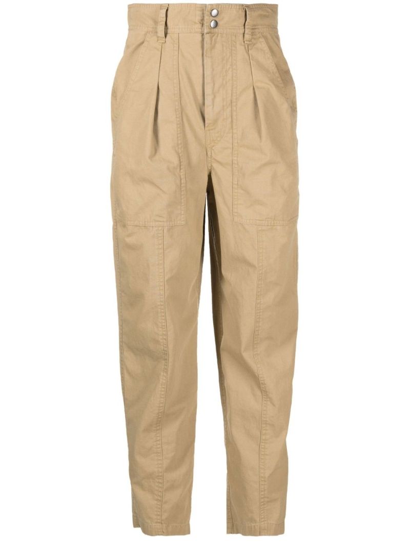 Neutral Kiana Tapered Cotton Trousers