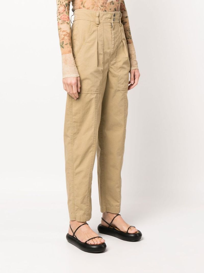 Neutral Kiana Tapered Cotton Trousers