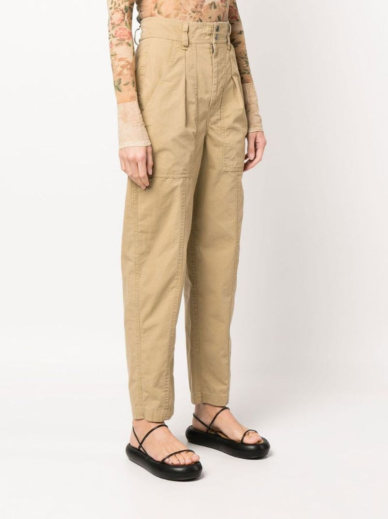 Neutral Kiana Tapered Cotton Trousers