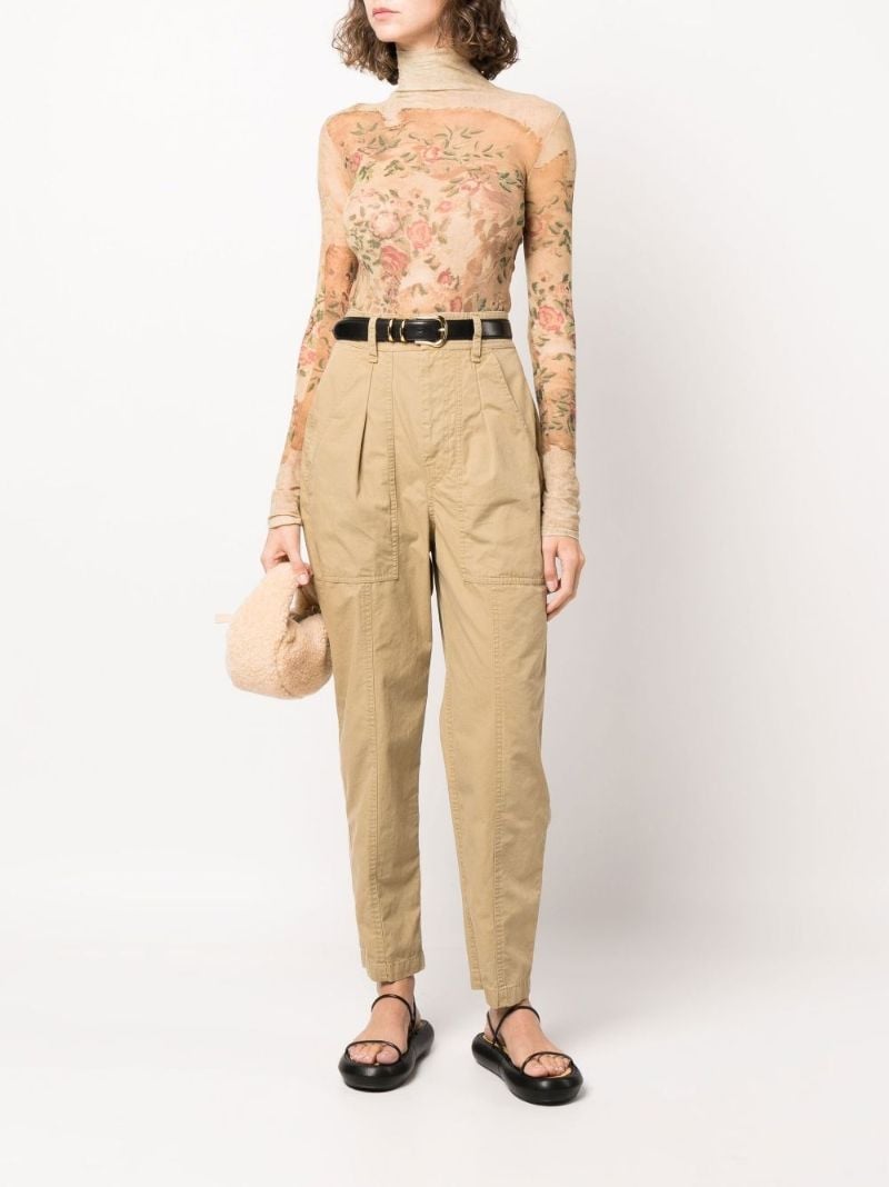 Neutral Kiana Tapered Cotton Trousers