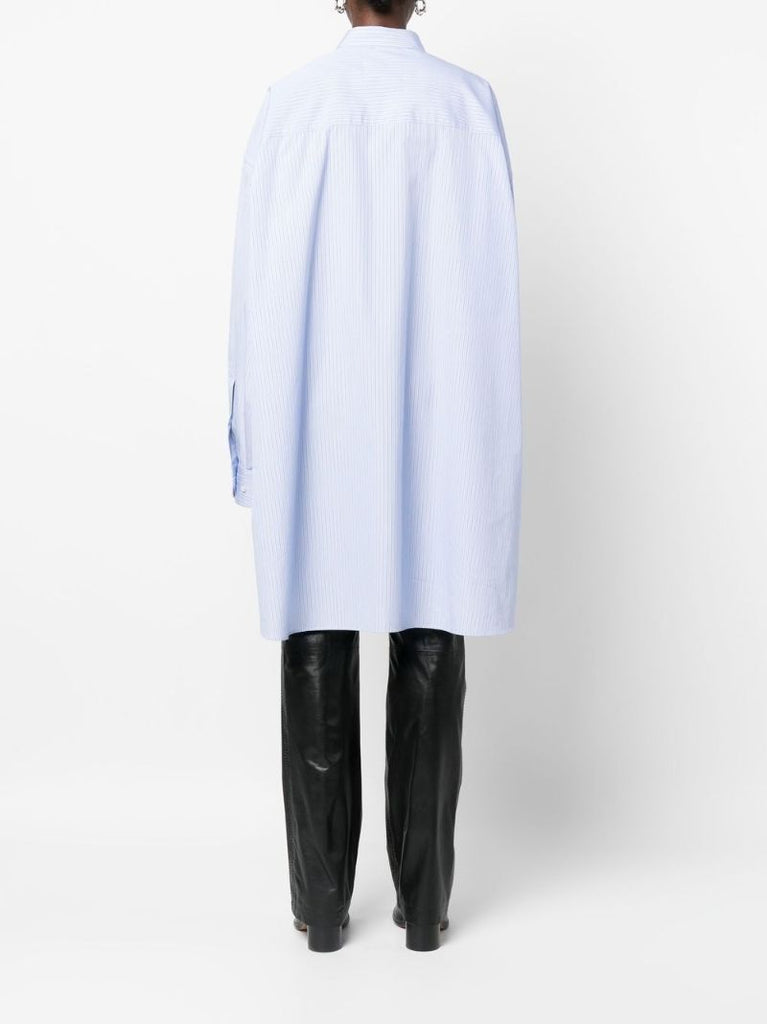 Blue Pinstripe Longline Cotton Shirt