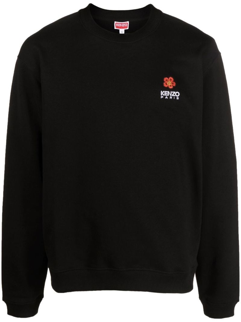 Black Boke Flower Embroidered Sweatshirt