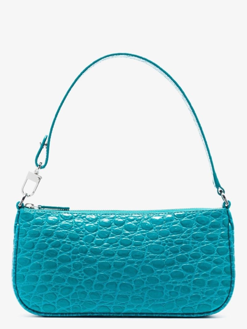 Blue Rachel Mock Croc Leather Shoulder Bag