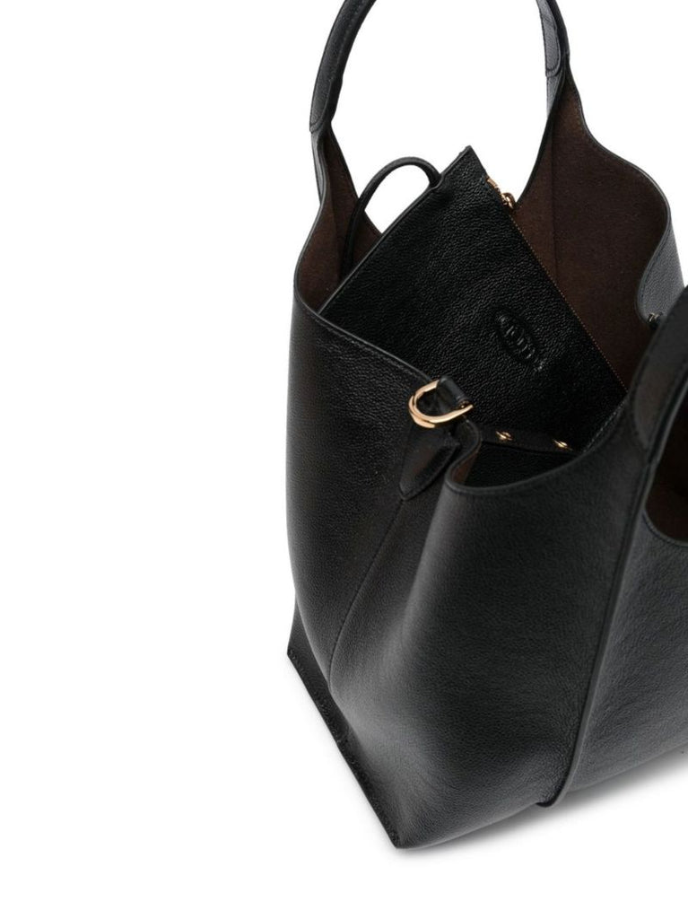 Black T Timeless Mini Leather Tote Bag