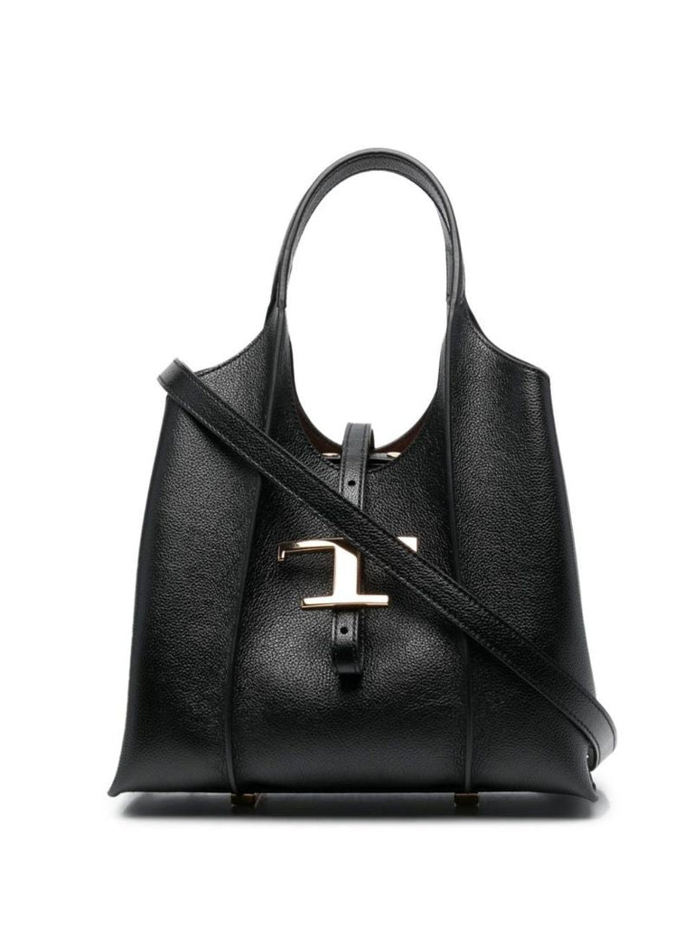 Black T Timeless Mini Leather Tote Bag