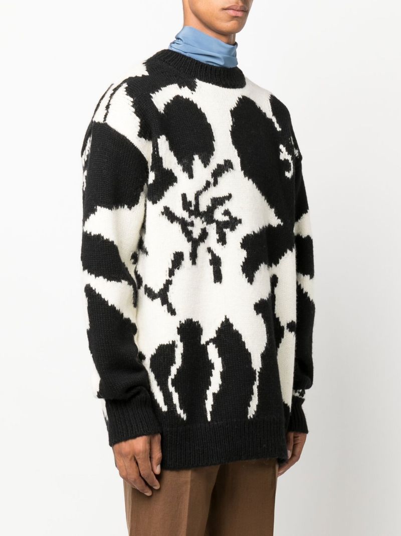 Black Intarsia Wool Sweater
