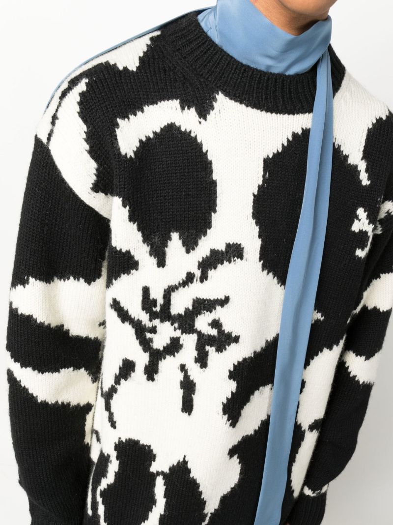 Black Intarsia Wool Sweater