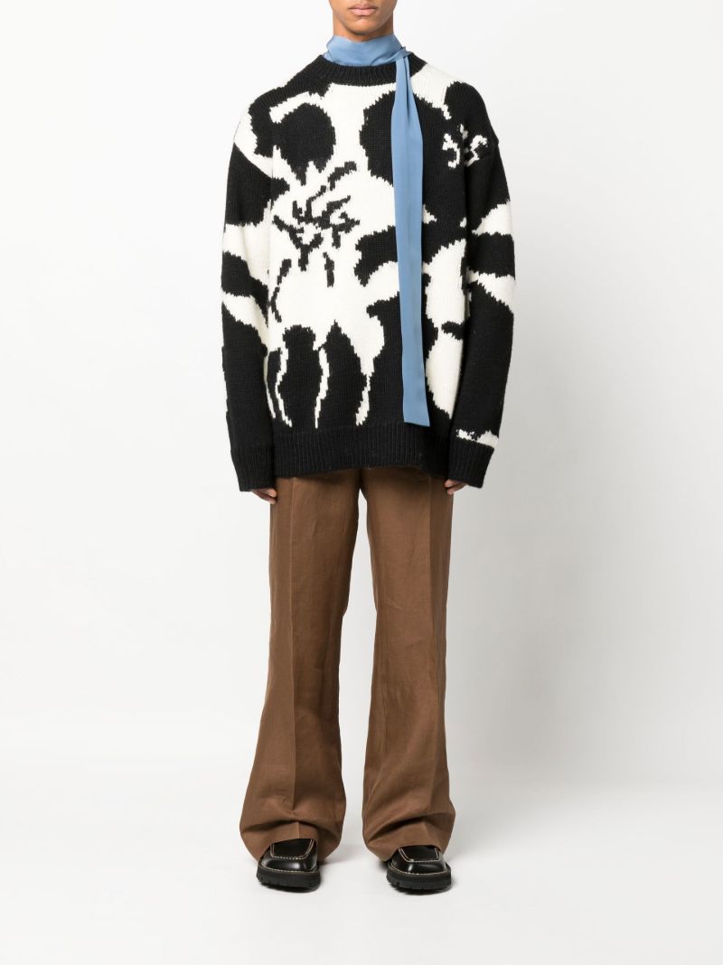 Black Intarsia Wool Sweater