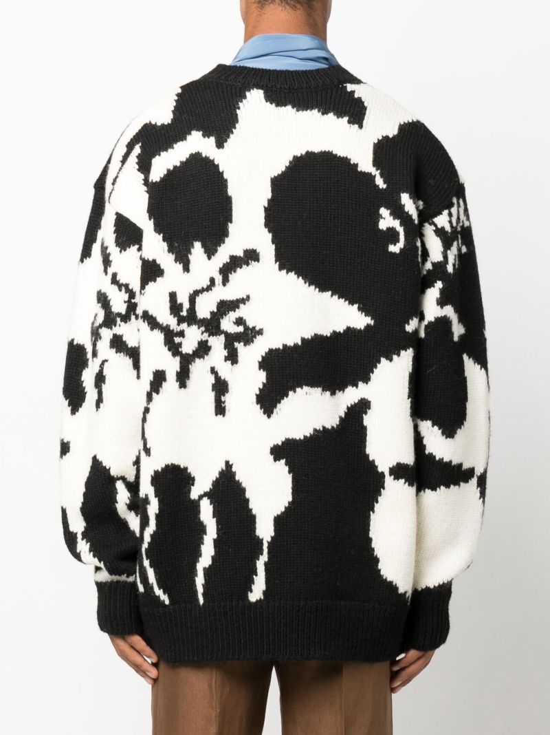 Black Intarsia Wool Sweater