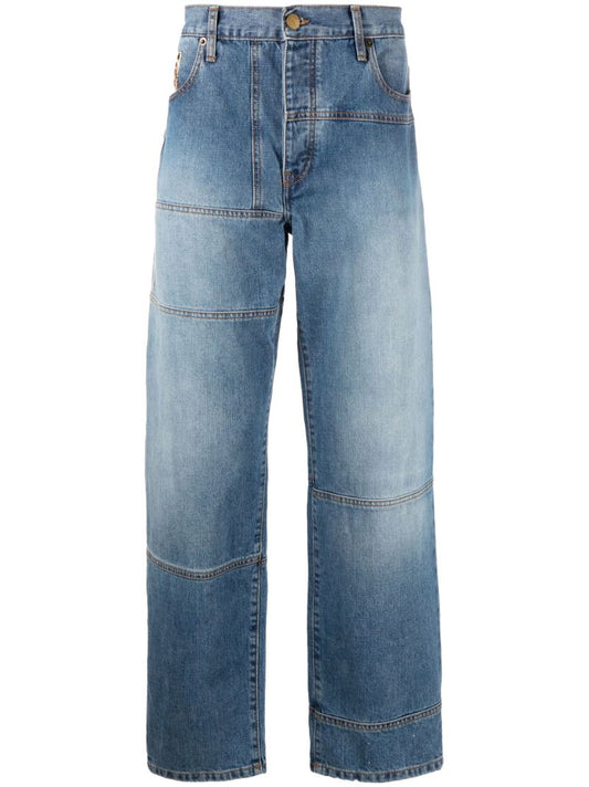 Blue Venusto Panelled Straight Leg Jeans