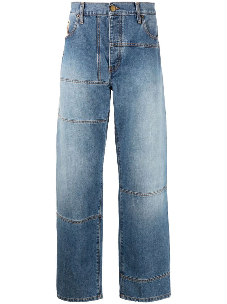 Blue Venusto Panelled Straight Leg Jeans