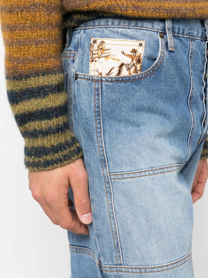 Blue Venusto Panelled Straight Leg Jeans